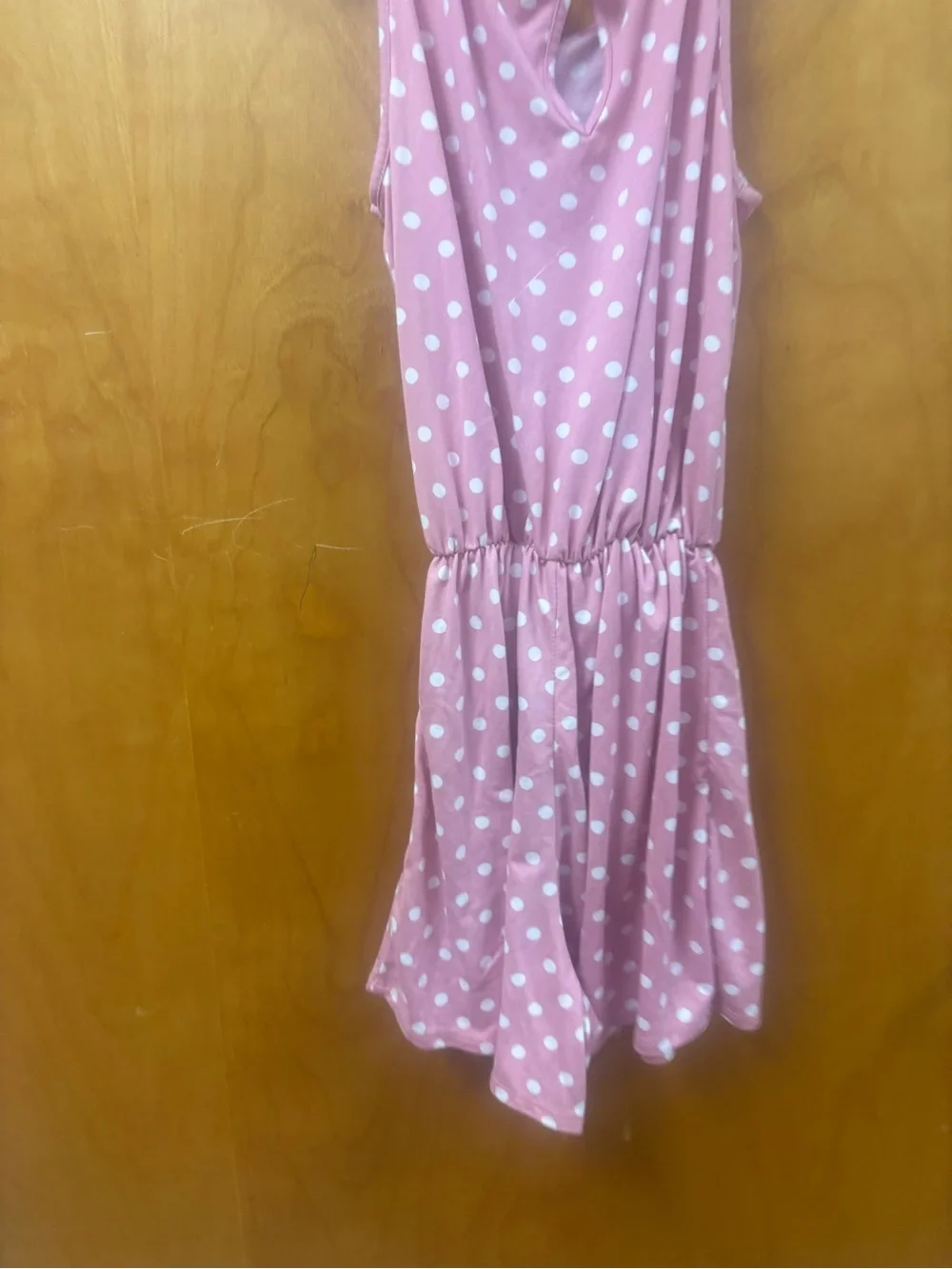 Girls Pink Polka Dot Tie-Waist romper
